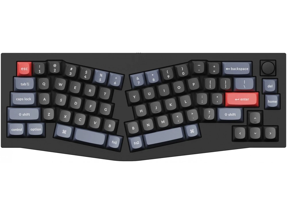 Keychron USA Q8 65% Ergo QMK RGB Aluminium Mac/PC Carbon Black Tactile Custom Keyboard with Knob